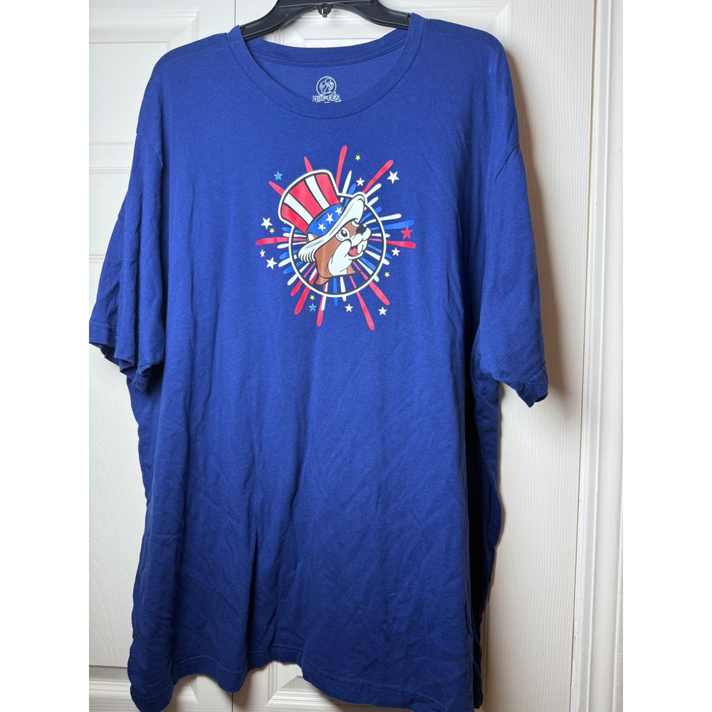 Buc-ee's Land of the Free Home of the Beaver Blue Graphic T-Shirt 3X Patriotic‎